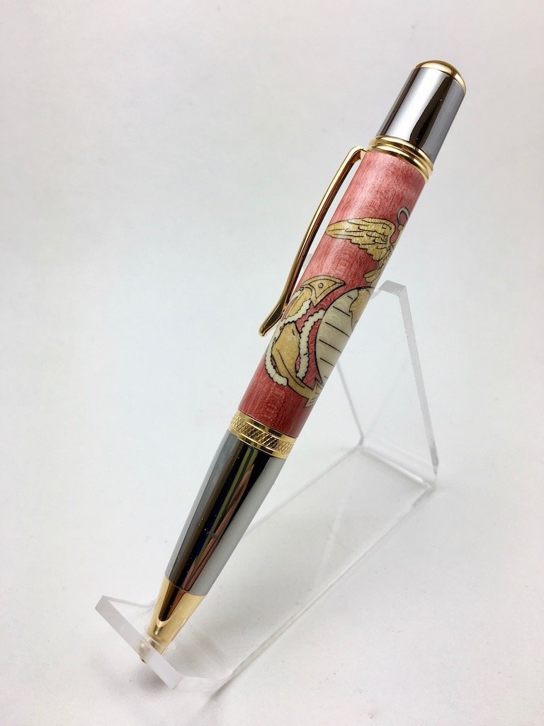 Marine Corps Insignia Ballpoint Pen Inlay Handcrafted - Image 2