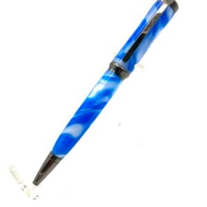 Blue and White Ballpoint Pen